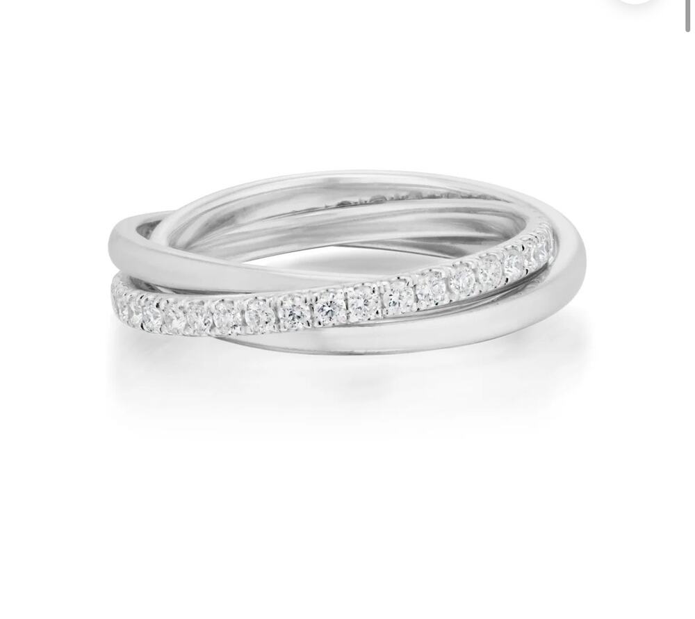 Diamonique Italia Interlocking Rings, Sterling Silver size 5